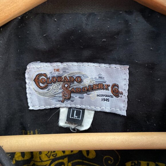 The Colorado Saddlery Co Canvas Leather Trim Vest Jacket Large Western Cowboy - Picture 3 of 4